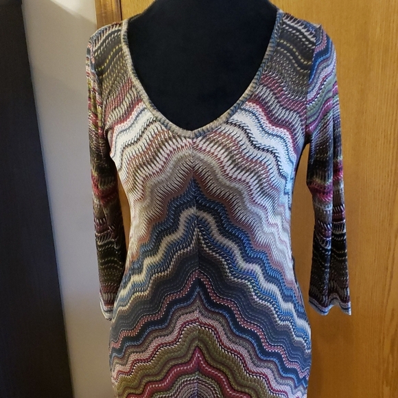 Allen b striped stretch multicolored 3/4 sleeve - Picture 1 of 7